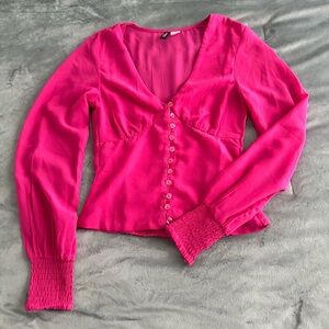 Elegant Pink Button-Up Women's Top